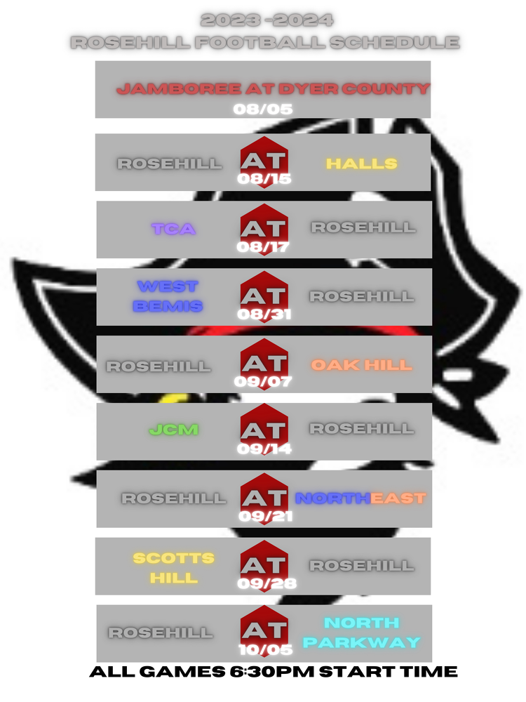 Rosehill Football Schedule 